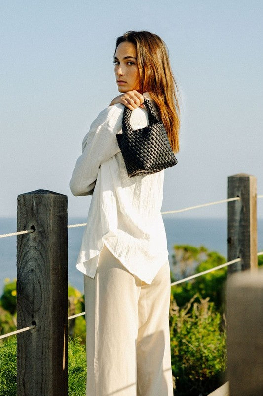 Recycled Vegan Leather Top Handle Bag