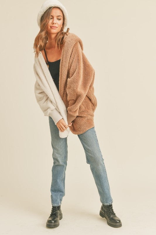 Color Block Hoodie Jacket