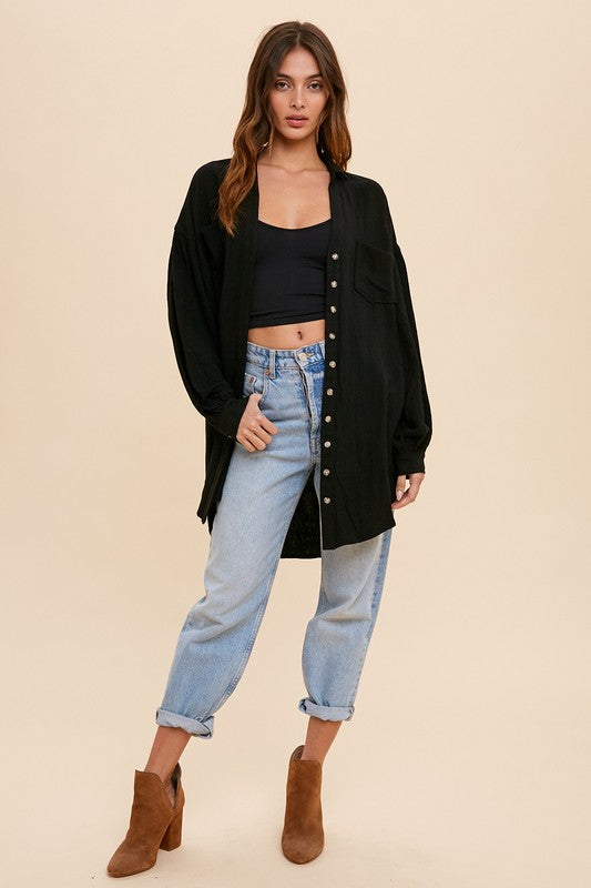 Linen Long Sleeve Button Down Top