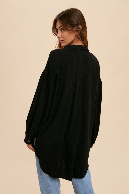 Linen Long Sleeve Button Down Top