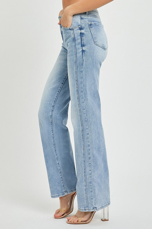 Mid Rise Straight Leg Jean