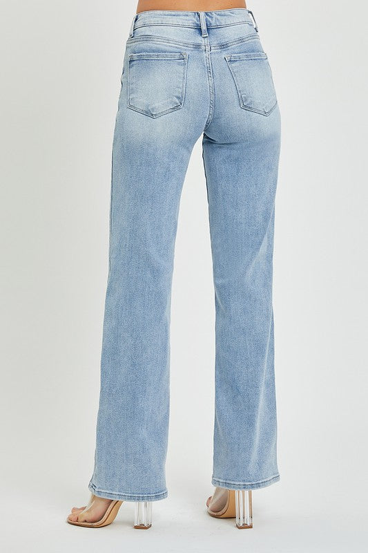 Mid Rise Straight Leg Jean