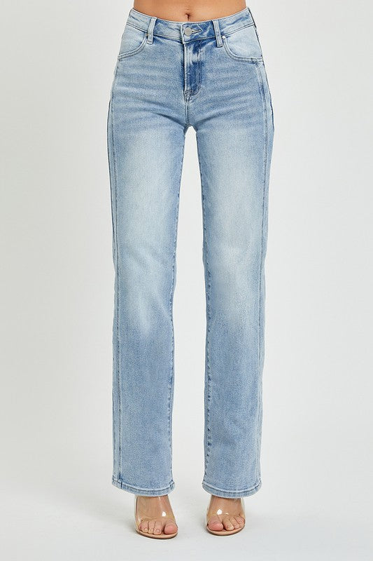 Mid Rise Straight Leg Jean