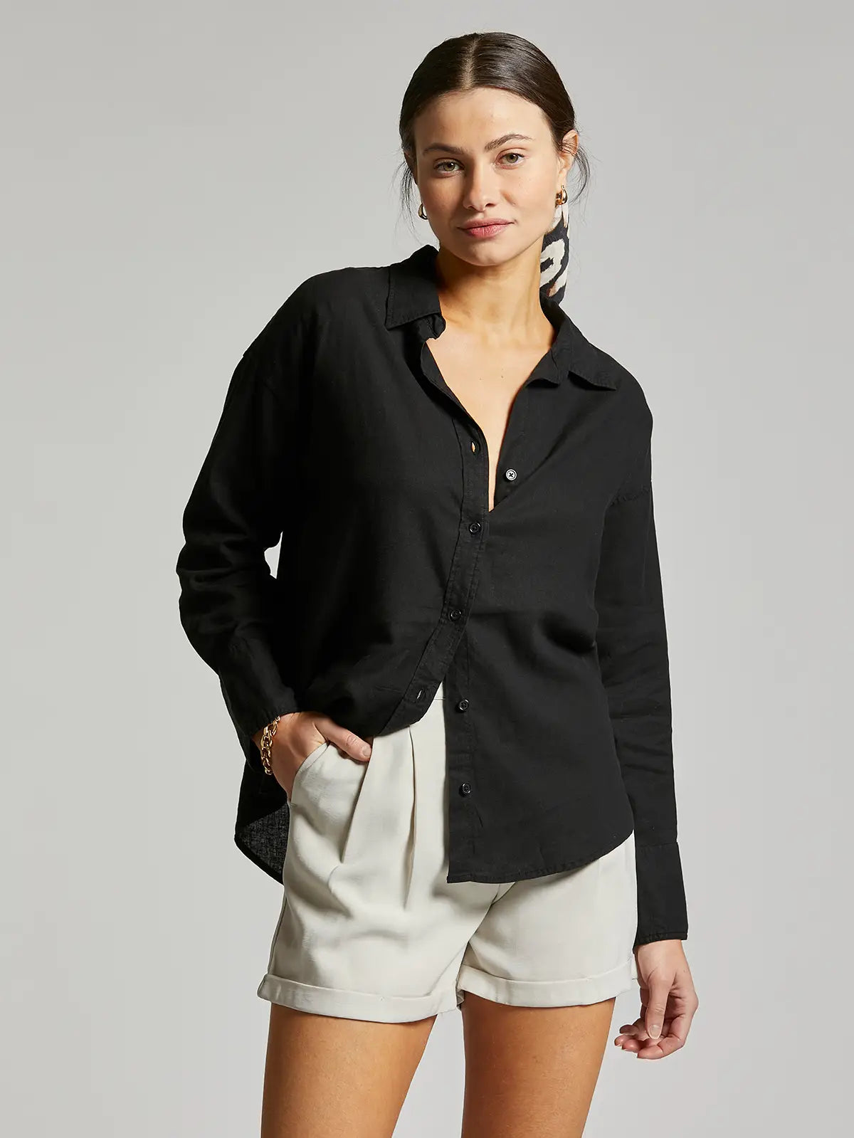 V Neck Button Down