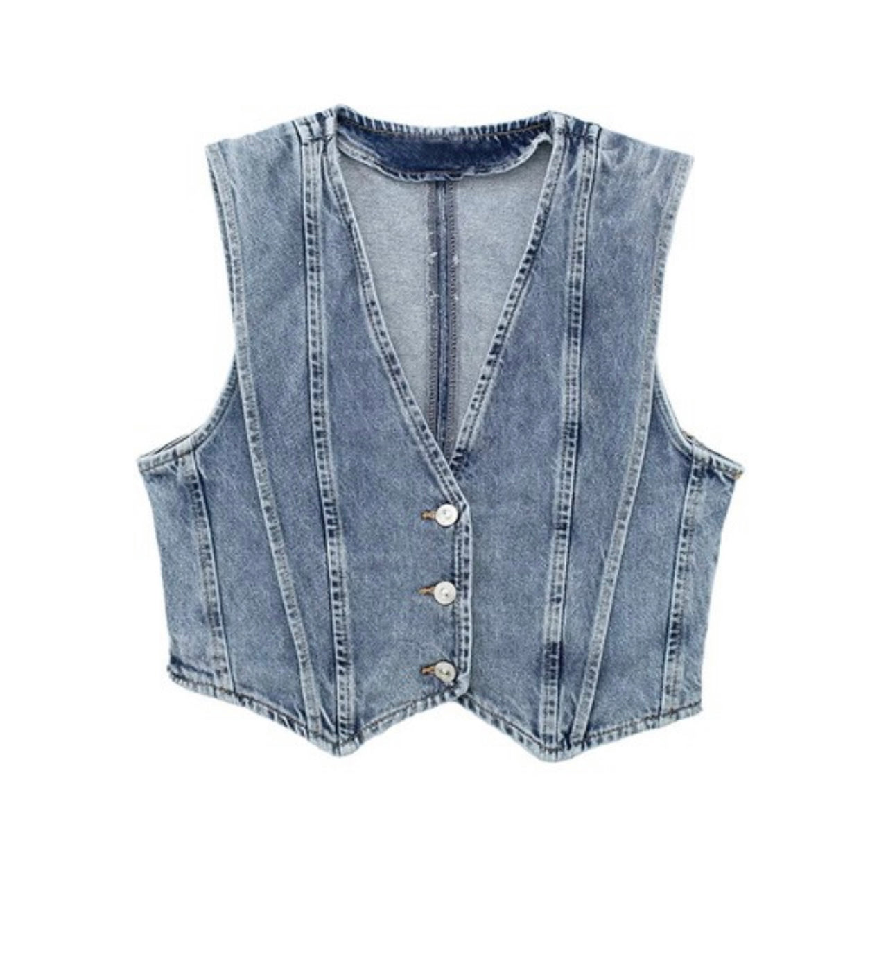 Cropped Denim Vest