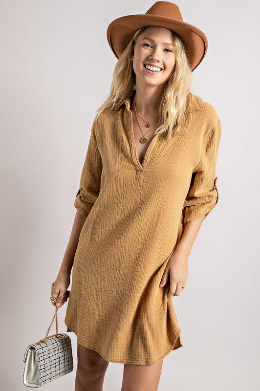 Gauze Shirt Dress