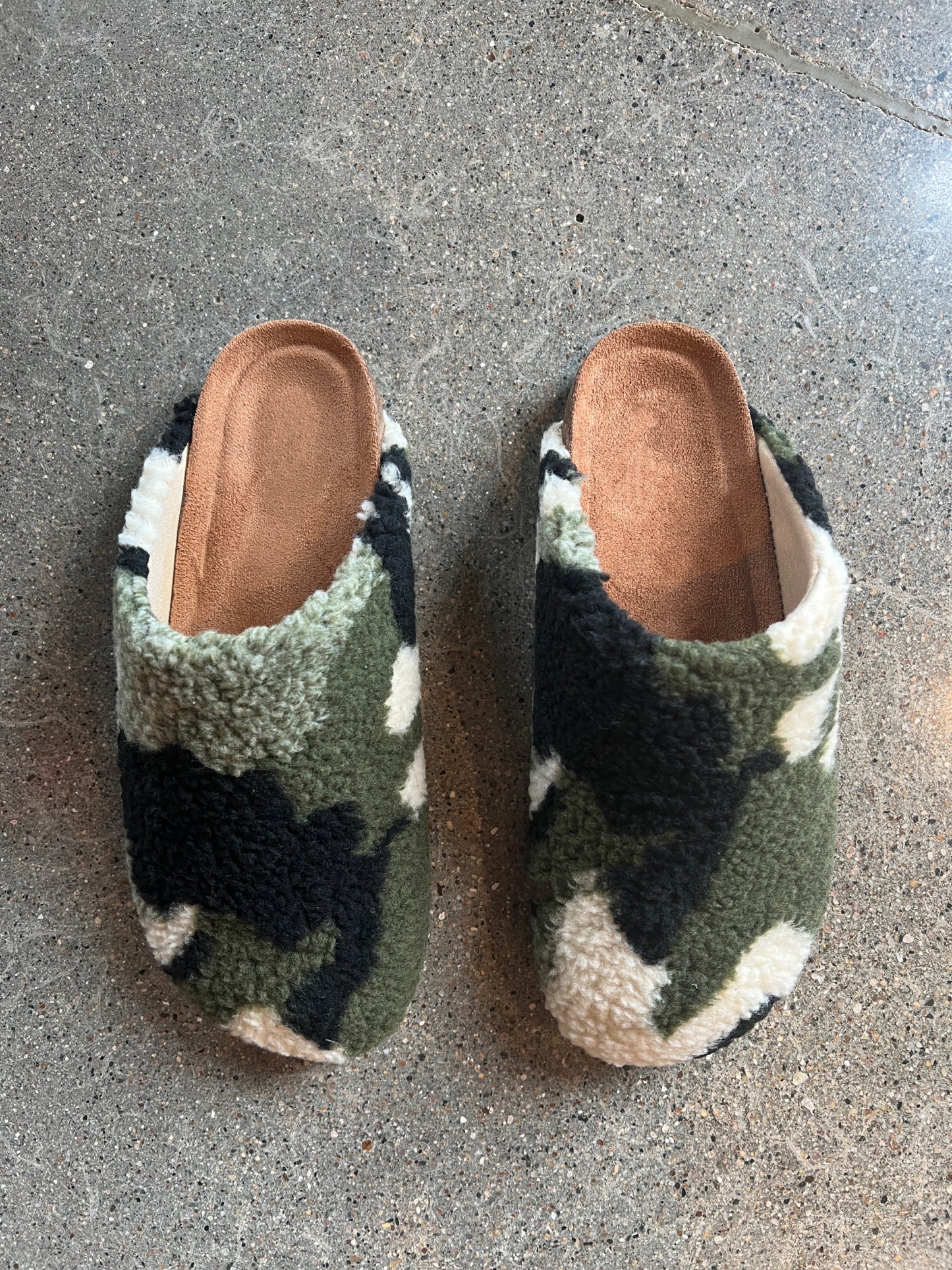 Camo Fur Slides