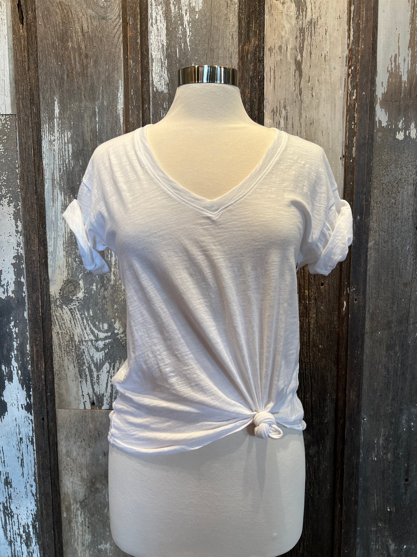 Cotton Slub V Neck Tee