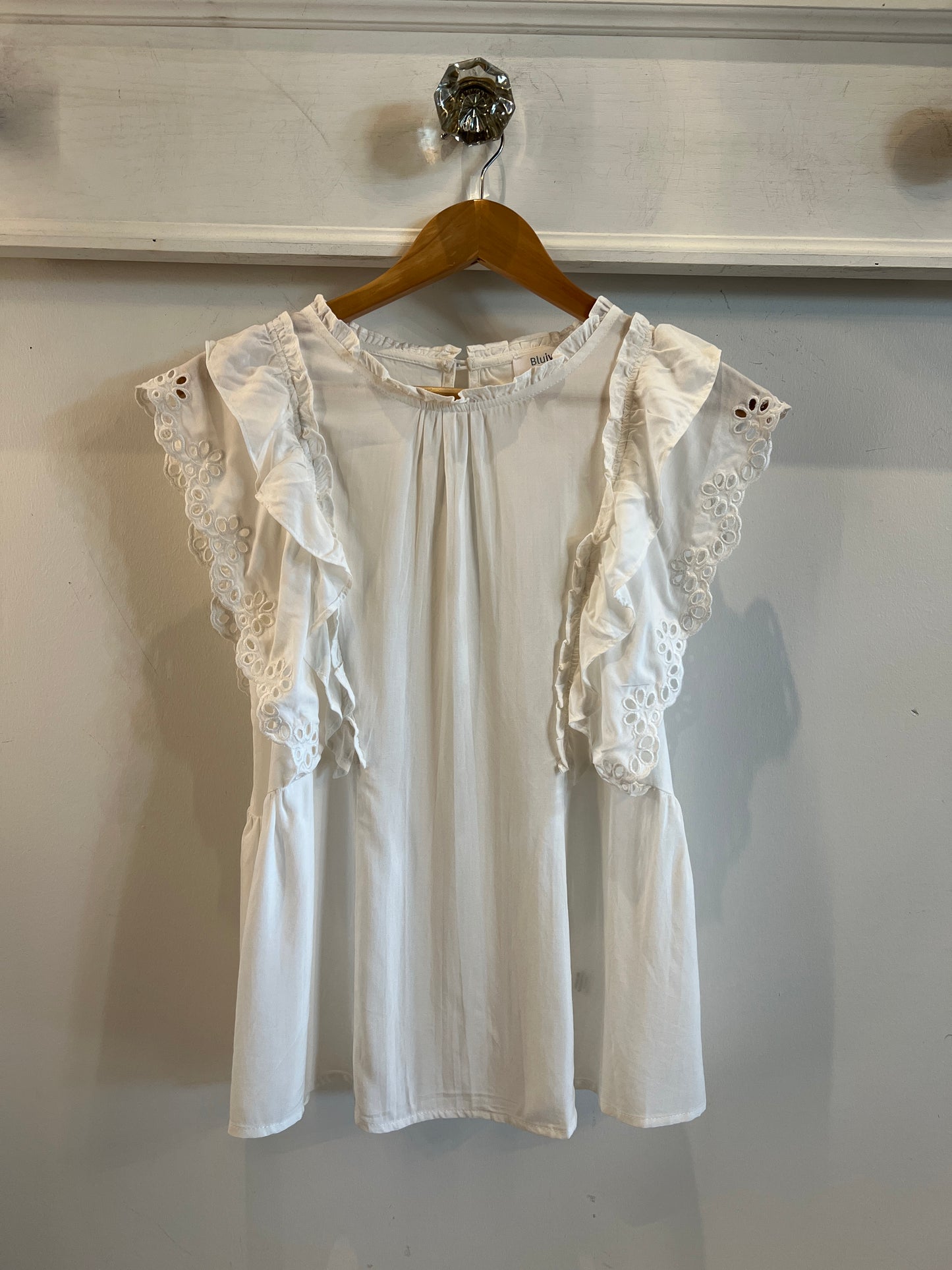 Ruffle Eyelet Top