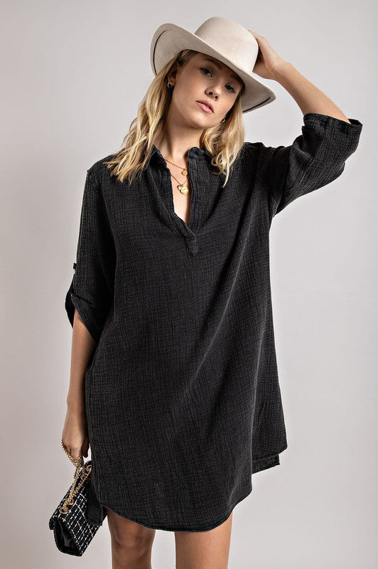 Gauze Shirt Dress
