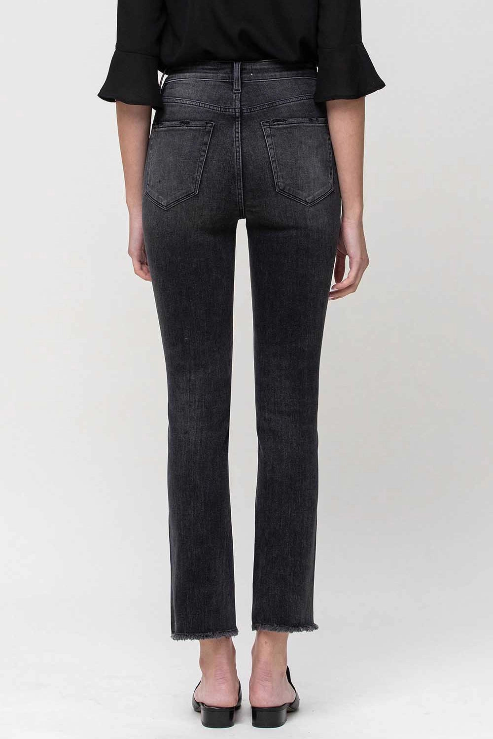High Rise Uneven Hem Crop Jean