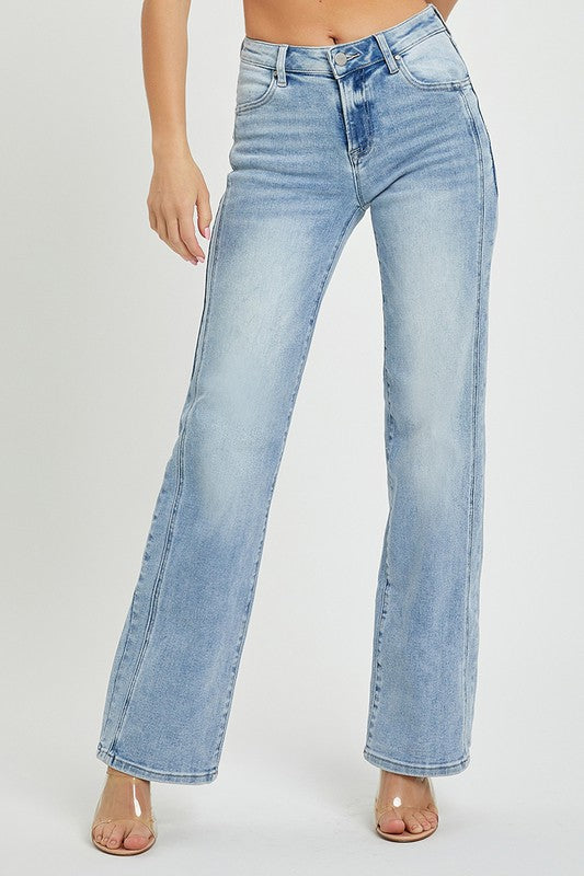 Mid Rise Straight Leg Jean